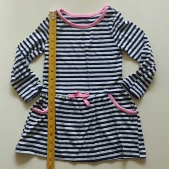 Healthtex 3T Navy white striped long-sleeve dress - Picture 3 of 6